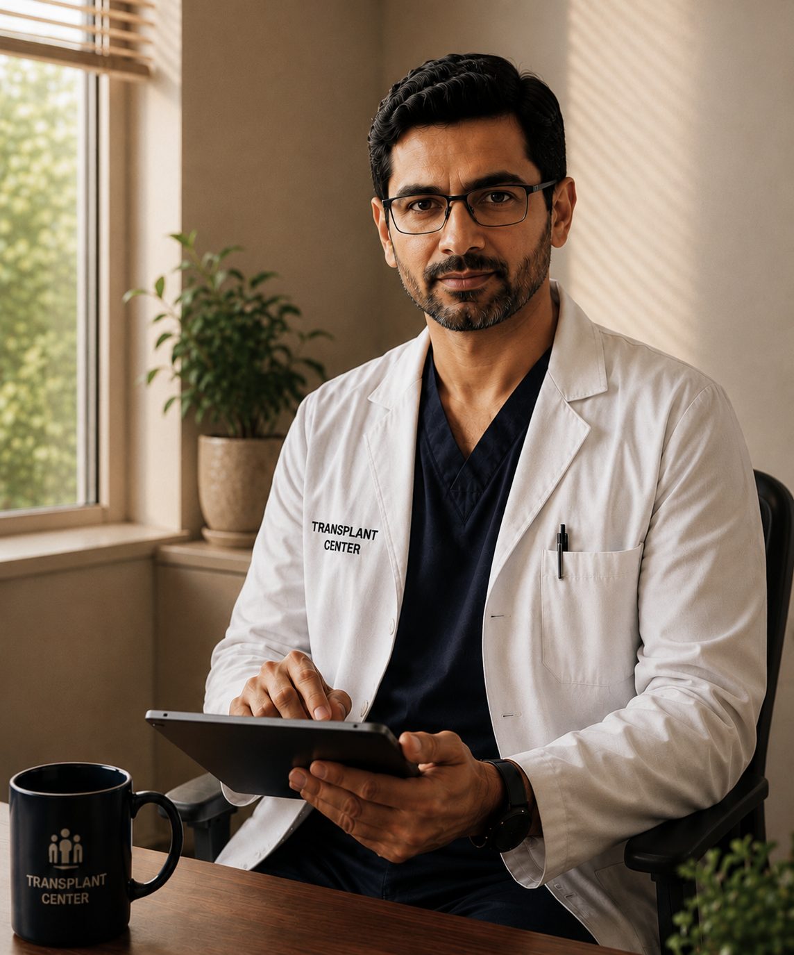 Transplant physician reviewing AI-ready patient data