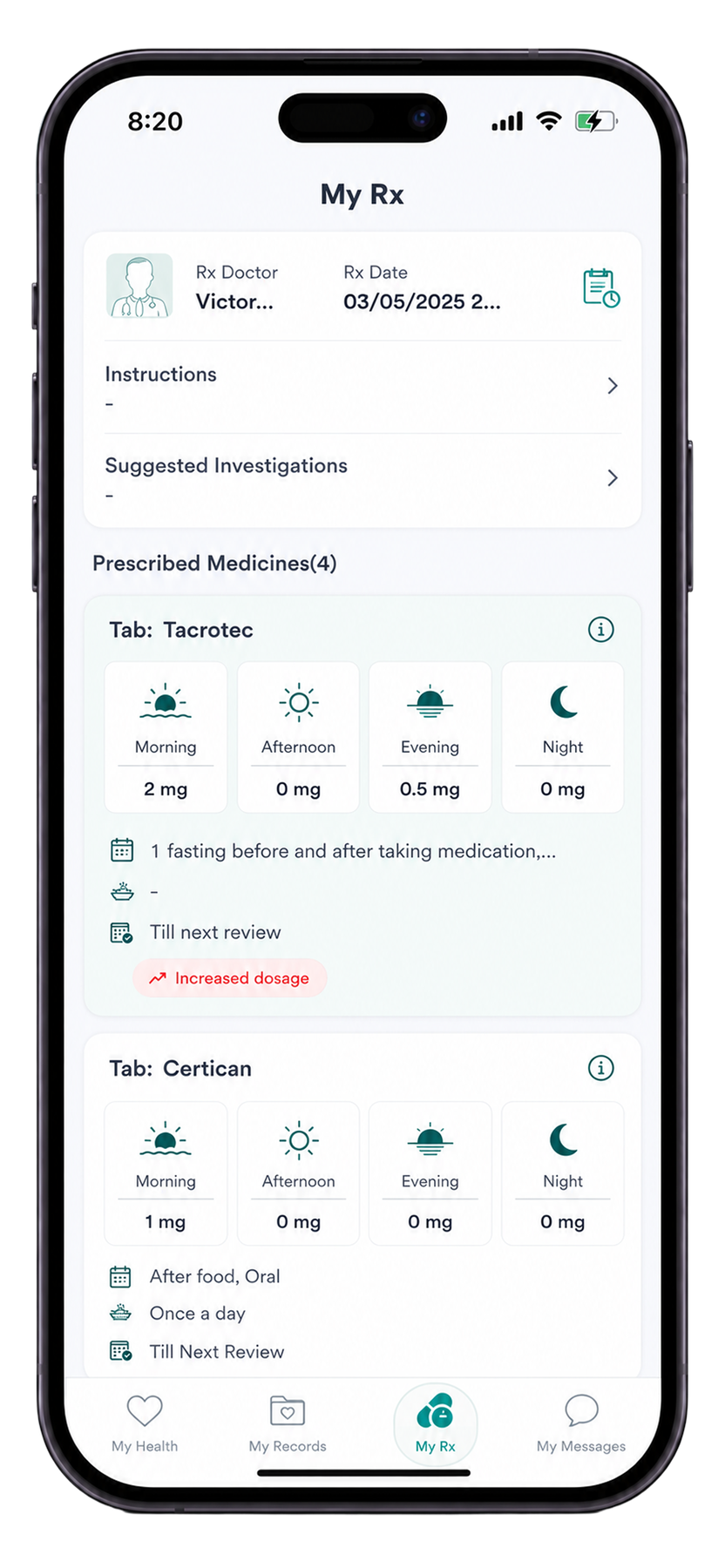 myTransplant patient app on a phone
