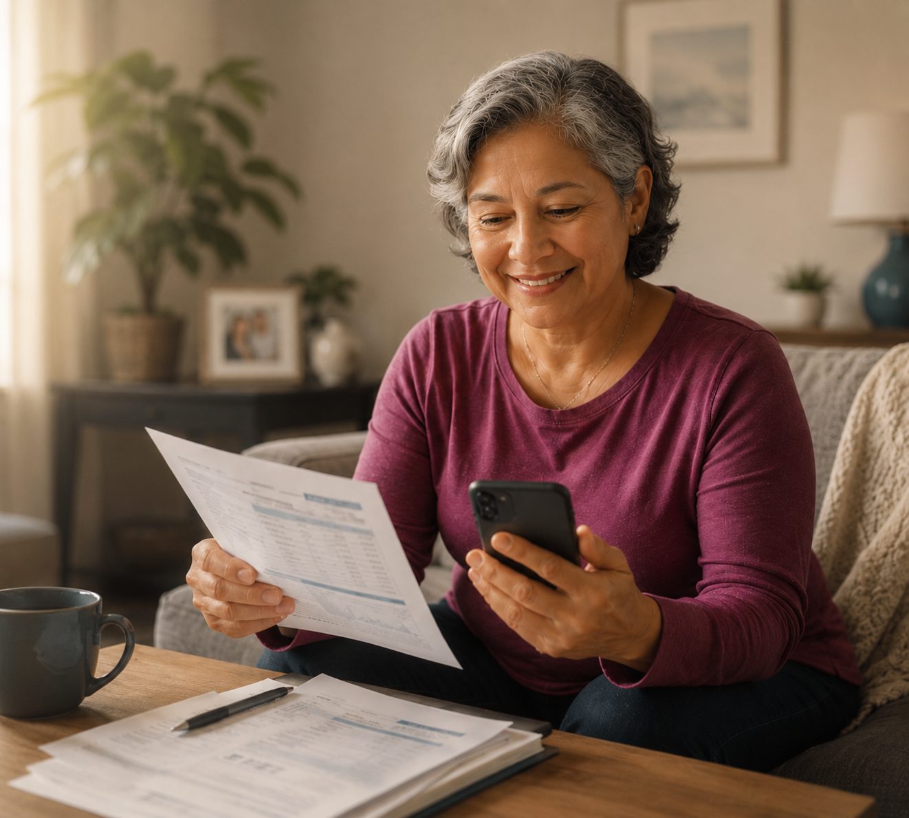 Patient reviewing a report at home