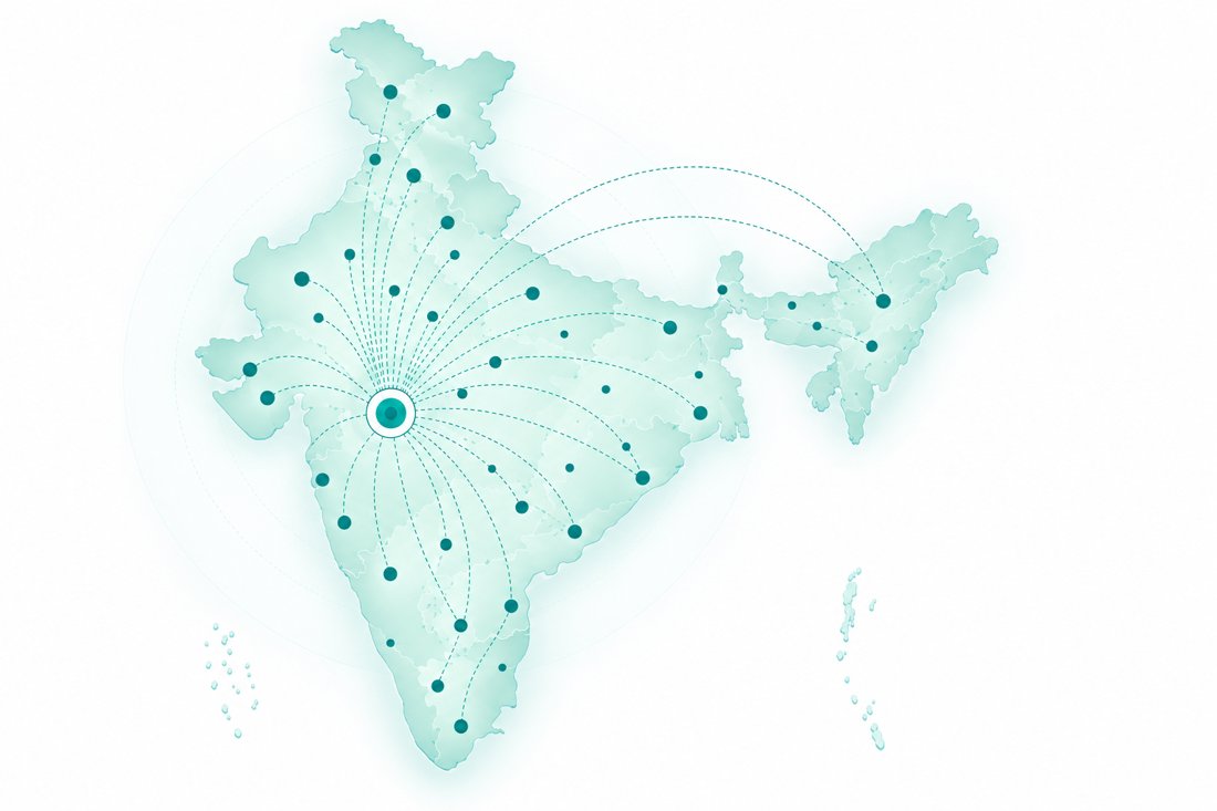 Map of India showing connected labs